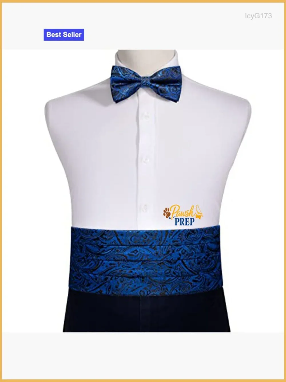 Men's Silk Cummerbund Bowtie Pocket Square Cufflink Set Formal Wear